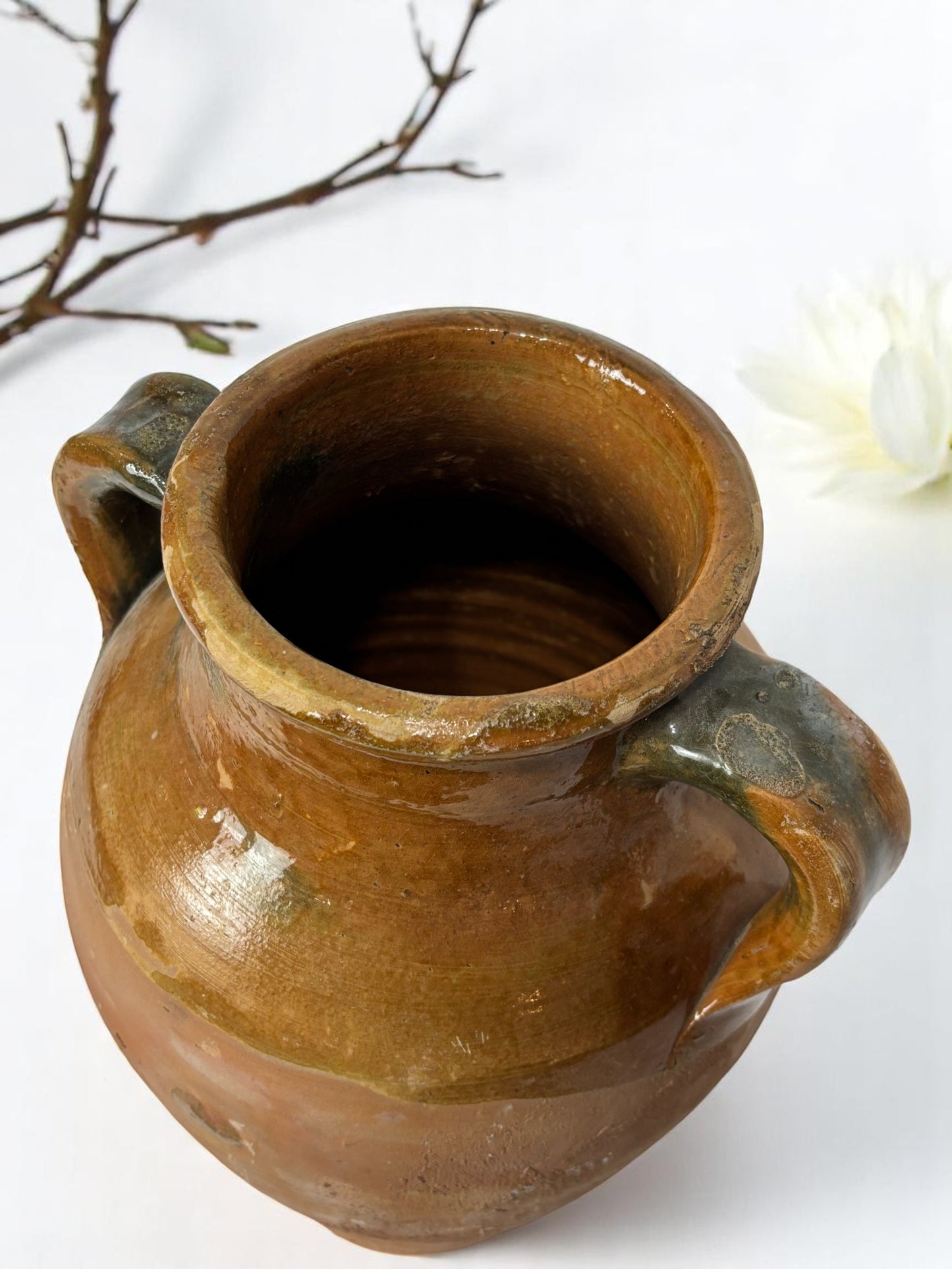 Turkish Terracotta vase, Turkish Olive Jar, Rustic, Glazed Pottery, Vintage Vase, Primitive Jug, Wabi Sabi Vase, Home Gift, Historic Vessel
