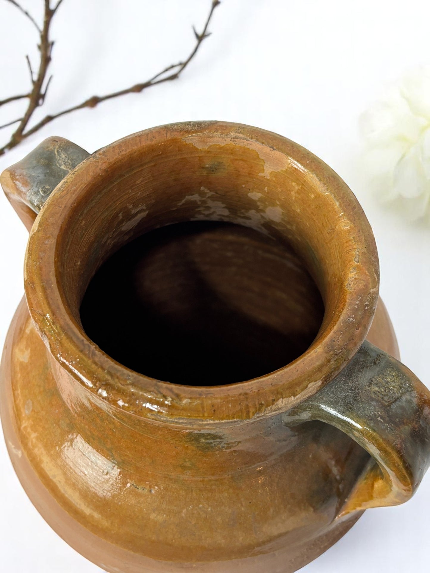 Turkish Terracotta vase, Turkish Olive Jar, Rustic, Glazed Pottery, Vintage Vase, Primitive Jug, Wabi Sabi Vase, Home Gift, Historic Vessel