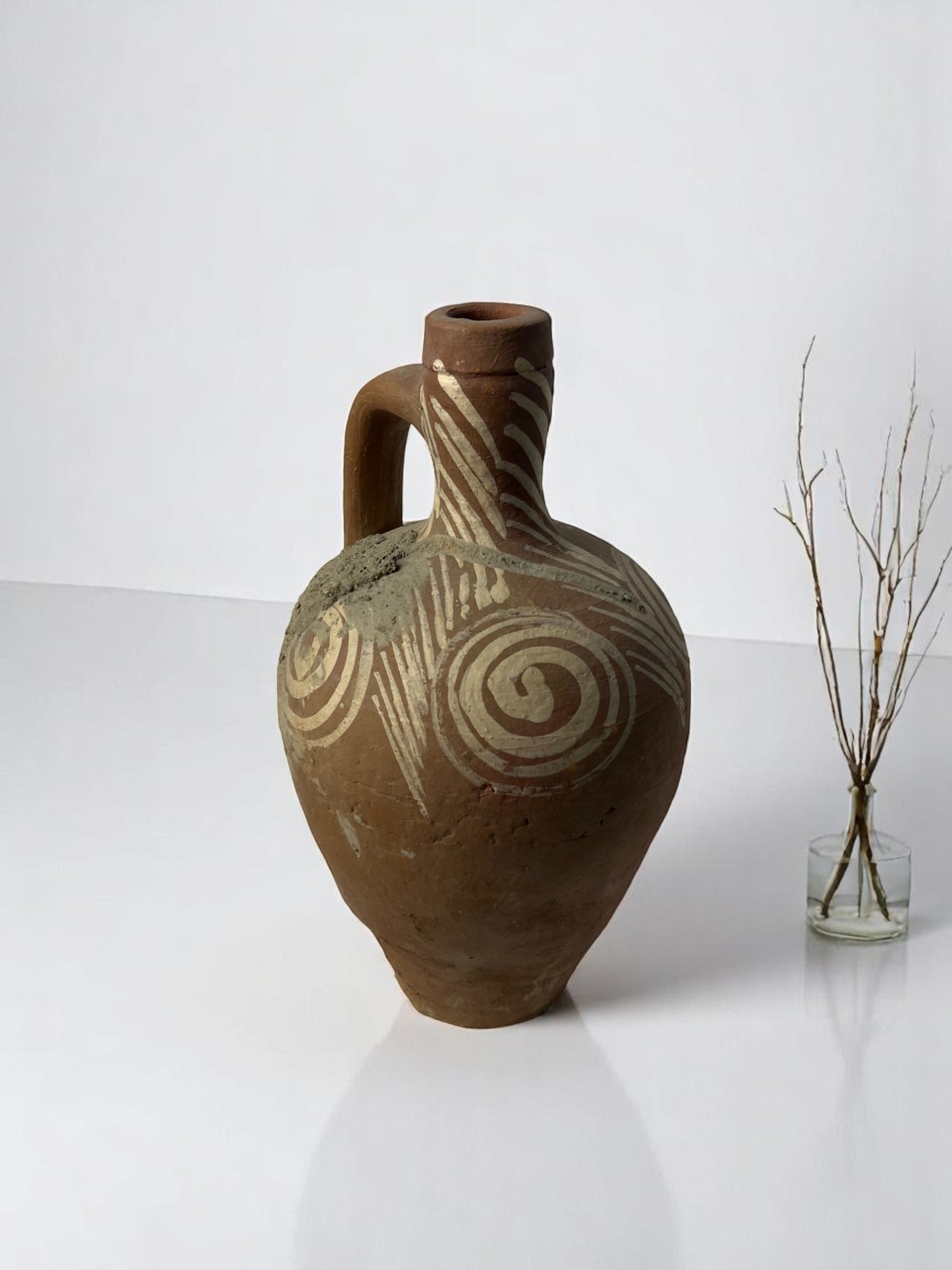 xTurkish Terracotta vase, Turkish Olive Jar, Rustic, Glazed Pottery, Vintage Vase, Primitive Jug, Wabi Sabi Vase, Home Gift, Historic Vessel