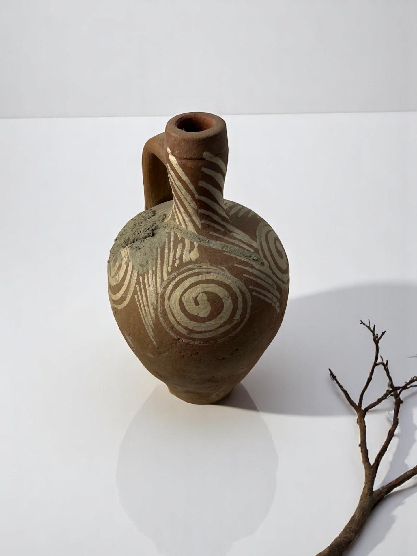 xTurkish Terracotta vase, Turkish Olive Jar, Rustic, Glazed Pottery, Vintage Vase, Primitive Jug, Wabi Sabi Vase, Home Gift, Historic Vessel
