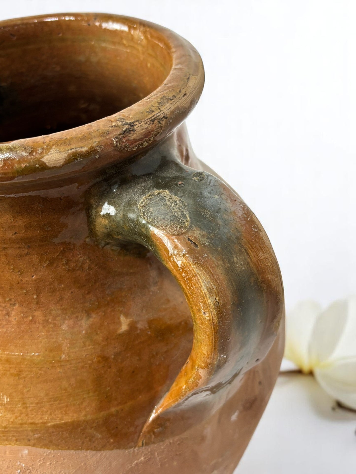 Turkish Terracotta vase, Turkish Olive Jar, Rustic, Glazed Pottery, Vintage Vase, Primitive Jug, Wabi Sabi Vase, Home Gift, Historic Vessel