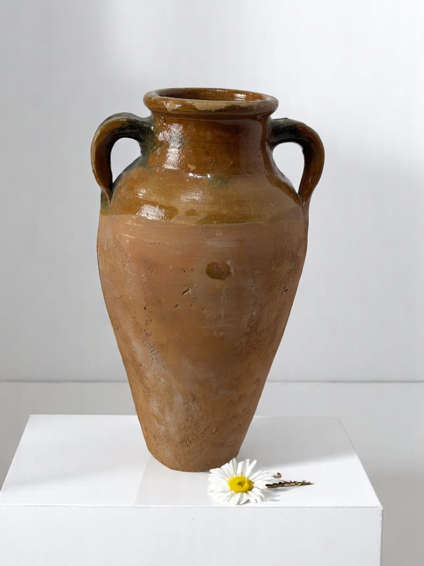 Turkish Terracotta vase, Turkish Olive Jar, Rustic, Glazed Pottery, Vintage Vase, Primitive Jug, Wabi Sabi Vase, Home Gift, Historic Vessel