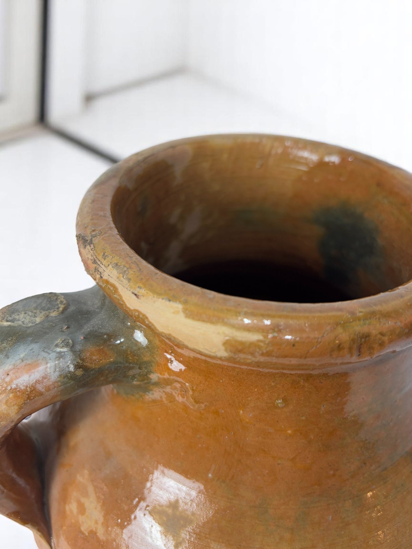 Turkish Terracotta vase, Turkish Olive Jar, Rustic, Glazed Pottery, Vintage Vase, Primitive Jug, Wabi Sabi Vase, Home Gift, Historic Vessel