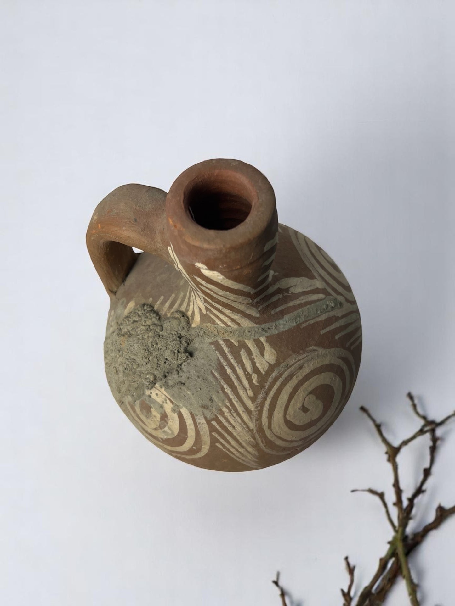 xTurkish Terracotta vase, Turkish Olive Jar, Rustic, Glazed Pottery, Vintage Vase, Primitive Jug, Wabi Sabi Vase, Home Gift, Historic Vessel