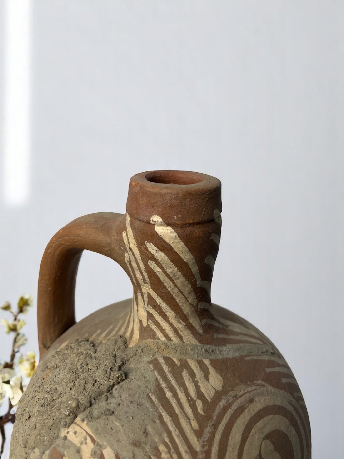 xTurkish Terracotta vase, Turkish Olive Jar, Rustic, Glazed Pottery, Vintage Vase, Primitive Jug, Wabi Sabi Vase, Home Gift, Historic Vessel