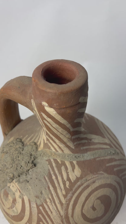 xTurkish Terracotta vase, Turkish Olive Jar, Rustic, Glazed Pottery, Vintage Vase, Primitive Jug, Wabi Sabi Vase, Home Gift, Historic Vessel